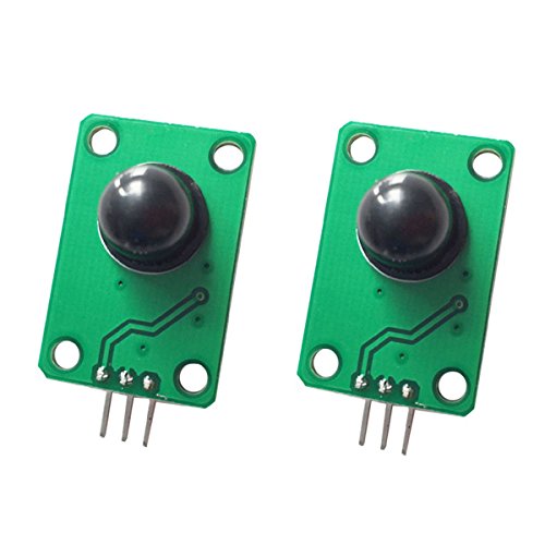 DollaTek 2PCS Pyroelektrischer Infrarotsensor Menschlicher Körper, der PIR Bewegungs-Sensor-Modul für Arduino MCU 011050 schwarzes optisches Objektiv entdeckt