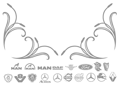 Set Lkw Fenster Aufkleber Wunschlogo Kabine Tribel Sticker für Fensterscheiben 14 Logos zur Auswahl Trucker Truck Decal Seitenscheibe