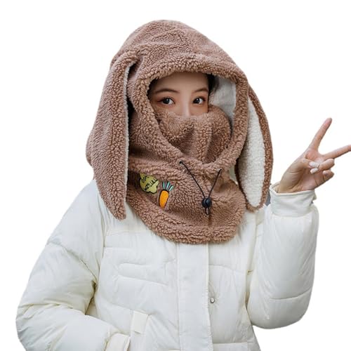 Generisch Cute Bunny Snowboard Face Masks,Winter Windproof Coldproof Plush Mask,Outdoor Sports Cycling Face Masks