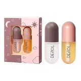 2 Pcs Lip Plumper Set Natural Makeup Plumping Lip Gloss Lip Care Serum Kit For Derol Lip Plumper Lip For Fuller Hydrated Beauty Lips (Set A)