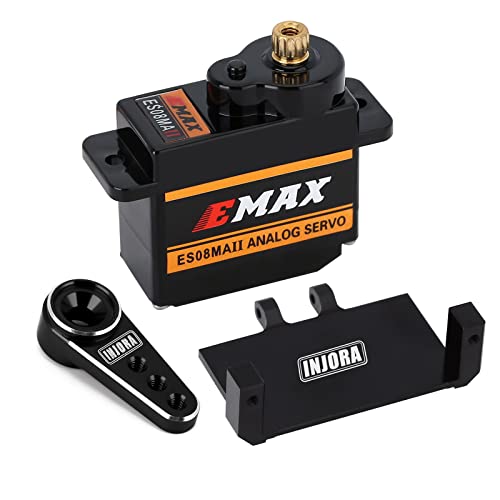 INJORA RC Servo Motor Lenkung Servo mit Servohalterung und Arm für RC Auto Boot Modellteile Axial SCX24 Upgrade Teile（Schwarz）