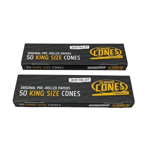 PreRolledCones 2 × 50 Smoking Papers Cones vorgerollt - King Size 109mm - mit Tip/Roach, Schwarz/Weiß , {2 × 50 Stück} || 50 Stück (2er Pack)