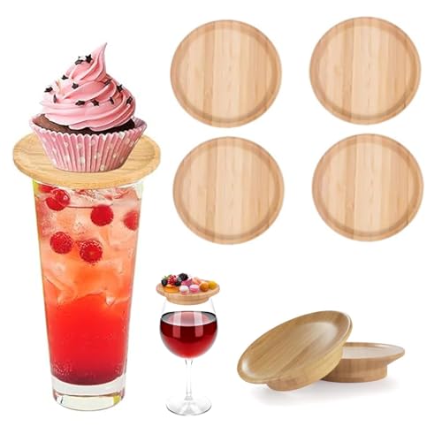 NCCHDZSW Weinglas Topper 4 Stück Weinglas Aufsatz Vorspeisenteller Wine Glass Charcuterie Topper Weinglas Charcuterie Topper Wineglas Charcuterie Topper für Desserts Getränke und Partyzubehör