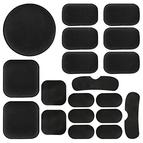 Aoutacc Universal Airsoft Helmpolster, 19 Teile/Satz Helm Ersatz Schaumpolster Kits Set Zubehör Matten für Fast/Mich/ACH/USMC/PASGT Helm (Eva Foam, Black)