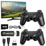 Retro Konsole Spielkonsole Plug and Play Game Stick mit 2 Gamepad, 30000+ Spielen, 40+ Emulatoren, 4K HDMI Output, Englische Version, Drahtlose Videospielkonsole für TV Computer Projektor