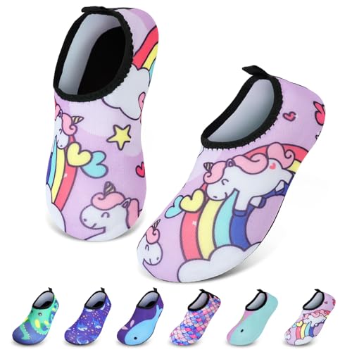 AOOSU Badeschuhe Kinder Schwimmschuhe Mädchen Wasserschuhe Jungen, Strandschuhe Schnell Trocken Badesoken Kleinkind Barfuss Schuh für Mädchen Jungen Baby Beach Pool 28-29
