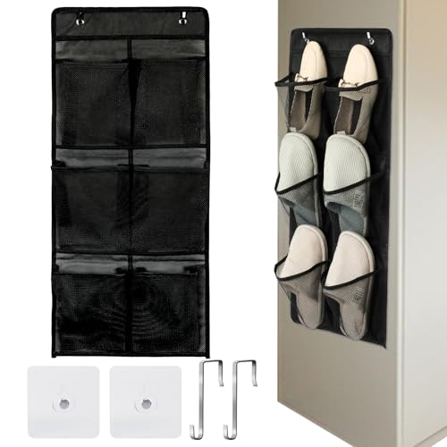 Mozeat Lens Über der Tür hängende Schuh-Organizer mit Haken und selbstklebenden Aufhängungen, 6 große Taschen, Schuhregal, Tür-Hängeschuh-Aufbewahrungs-Organizer, Schuhhalter für die Schranktür