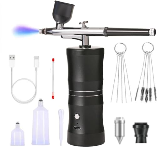 Airbrush Set mit Luftkompressor, verbesserte 7,4 V 34PSI Airbrush-Pistole, wiederaufladbar, tragbar, kabellos, Airbrush-Malerei mit 0,3 mm Düse für Make-up, Kuchendekoration