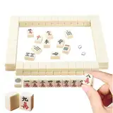 Ailelan Mini Mahjong Set, 23MM Traditionelles Chinesisches Mahjong Steine für Reise, 144 Majong mit 2 Würfeln und Aufbewahrungstasche, Mini Mah-Jongg Reise Brettspiele für Erwachsene Kinder Familie