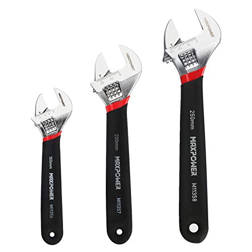 MAXPOWER Schraubenschlüssel Set verstellbarer Rollgabelschlüssel inkl. 150, 200, 250 mm 3-teilig Adjustable Wrench Einmaulschlüssel