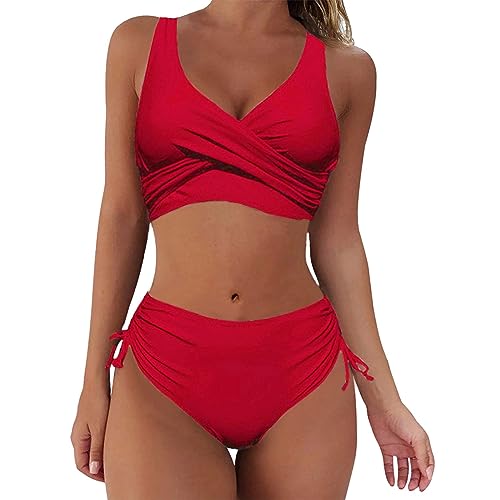 Generisch Bikini Sets für Damen Push Up Tanga mit niedriger Taille Badeanzug Bikini Set Badebekleidung Beachwear Bikini Wickeloptik Triangel Bikini Damen Set Schwarz Bandeau Bikini Oberteil Damen