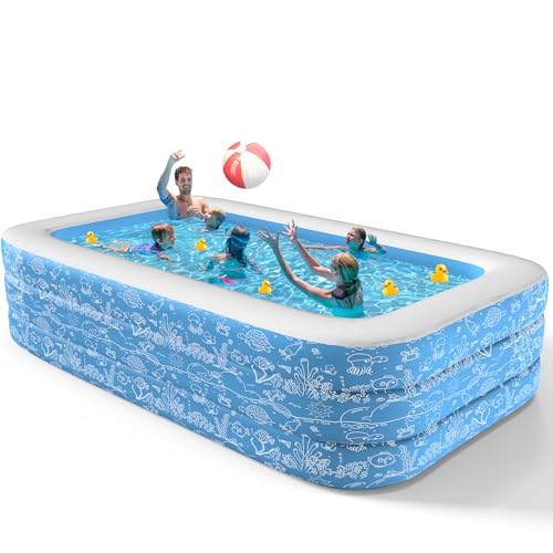 CACSPS Aufblasbare Schwimmbecken, 300 x 165 x 56 cm, Großes aufblasbares Pool für Kinder und Erwachsene, Langlebiges Familien-Freizeitpool, Kinderbecken für Garten, Hinterhof oder Innenbereich