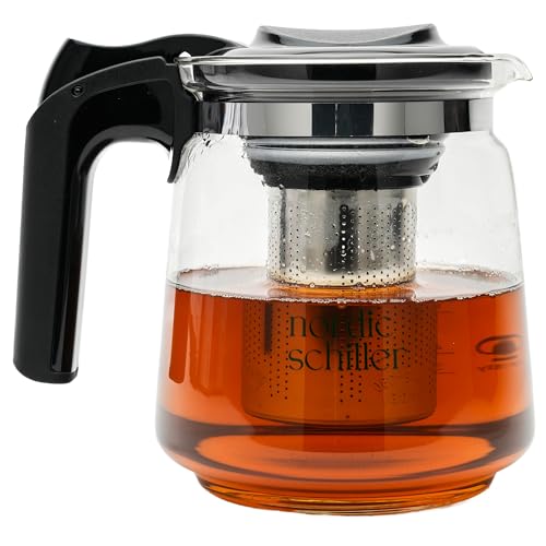 Teekanne Glas, Hitzebeständig Glaskanne mit Deckel 1500ml Teekanne mit Siebeinsatz Teekanne Thermo mit Edelstahl Filter Sieb, Tea Maker, Teekanne mit Sieb Tee Kanne Aus Glas