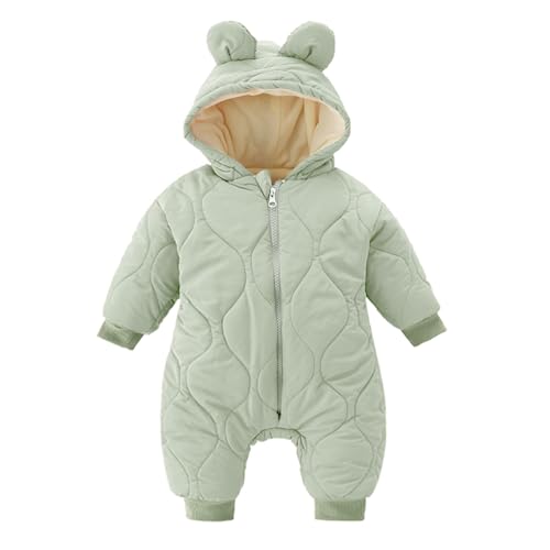 Minizone Baby Winter Overall mit Kapuze, Strampler Schneeanzug Jungen Mädchen Langarm Jumpsuit Warm Outfits Geschenk 3-6 Monate Grün