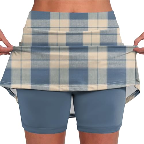 Tennisrock Damen 2 In 1 Hosenrock Sportrock Hohe Taille Outdoorrock Yoga Rock Mit Hose Drunter Minirock Schwarzer Laufrock Sommerrock Für Fitness Workout Running Skorts Türkis S