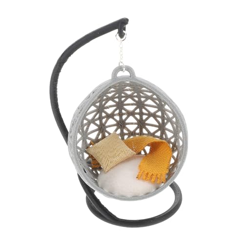 TOYANDONA Mini Craft Decor Schaukelstuhl Puppenhaus Zubehör Maßstab 1:20 Miniaturschaukel Zur Anzeige