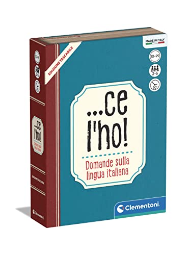 Clementoni - Ce l'Ho, Taschenspiel, 100 Karten mit Fragen zur italienischen Sprache, Kinder 10+ Jahre und Erwachsene, Reiseformat, 2-6 Spieler, Made in Italy, italienische Sprache, 16773