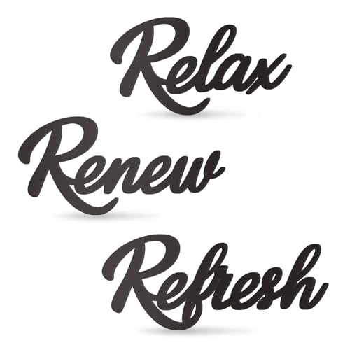 3 Stück Badezimmer Dekor Holz Badezimmers Child Relax Erneuern Refresh Schild, Schwarz Moderne Einfachheit Dekoration für Verschiedene Orte, wie Badezimmer, Toilette, Wohnzimmer, etc.
