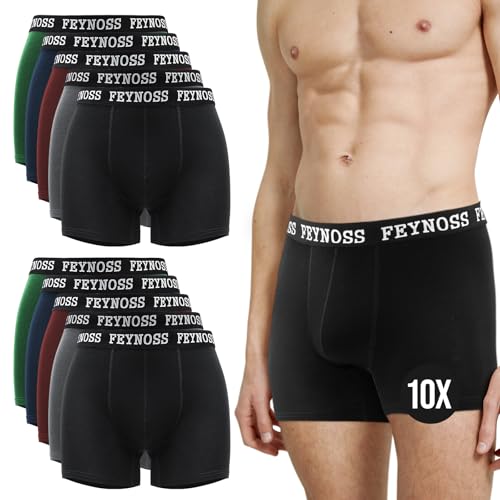 feynoss Boxershorts Herren 10er Pack - Atmungsaktive Männer Unterwäsche, Retroshorts Unterhosen Männer, XL für Fahrrad Fahren, Ball Sports