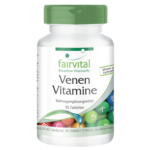 Fairvital | Venen-Vitamine - HOCHDOSIERT - VEGAN - 90 Tabletten - mit Traubenkernextrakt, Rosskastanie und mehr