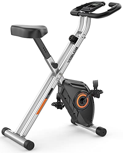 YOSUDA Heimtrainer Fahrrad Klappbar, Faltbares Heimtrainer 150kg Belastbar mit 8 Magnetische Widerstandsstufen, großem bequemem Sitzkissen und Arm-Widerstandsband, Pulssensor