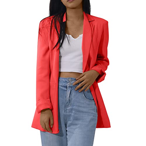 Blazer Weiß Damen Kostã¼me & Blazer Fã¼r Damen Ultraleichte Regenjacke Damen Übergangsjacke Mit Kapuze Mantel Große Größen Damen Kapuzenpullover Cashmere Cardigan Damen Ski Jacken Damen(2-Red, XXL)