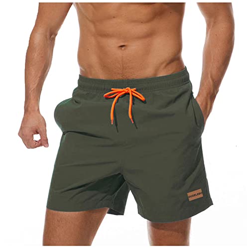 Ougelebo Badehose Herren Badeshorts Herren Kurz Schnelltrocknend Männer Schwimmhose Herren Boardshorts Strandshorts Swim Shorts Armeegrün XL