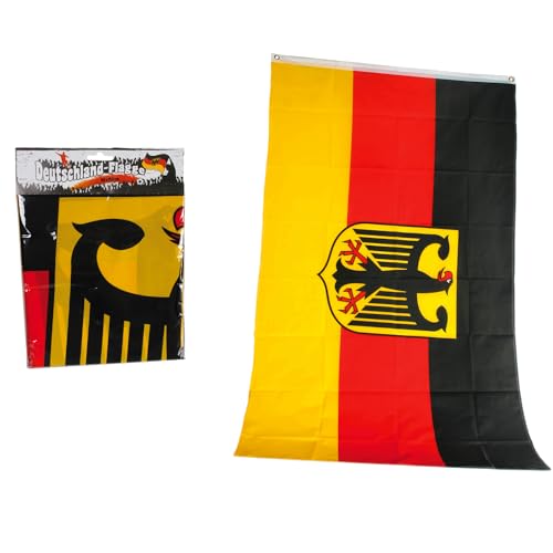 Sternfabrik Deutschland Flagge Fahne mit ADLER 60 x 90cm inkl. Metallösen für einen Fahnenmast Fanartikel schwarz rot gold (60 x 90cm mit Adler #16)