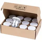 DIY Creation - 12er Set Joghurtgläser aus Glas mit luftdichtem Deckel – Marmeladengläser klein und Gläser mit Deckel – für SEB Multidélices, Thermomix, Cookeo – Babybrei-Gläser – 125g / 143ml