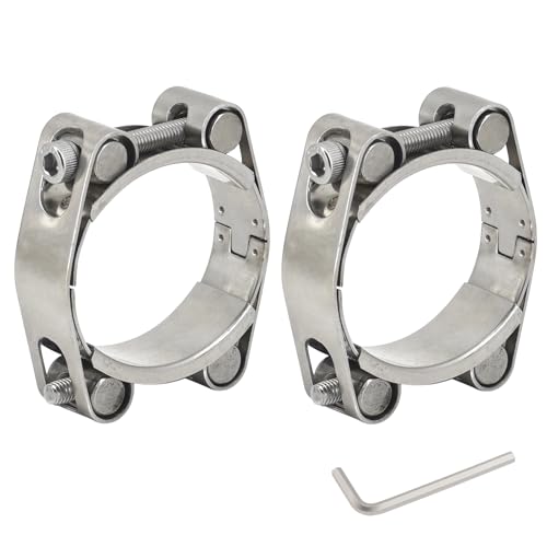 Schlauchschellen, 45–55 mm, T-Bolzen, strapazierfähig, verstellbar, 304 Edelstahl, Doppelkopf, doppellagig, 2 Stück