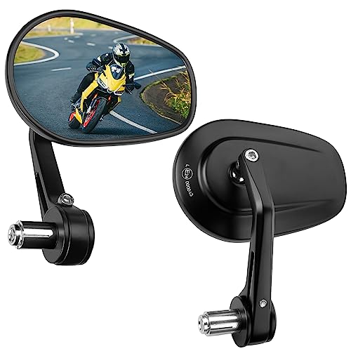 KEMIMOTO Universal Motorradspiegel für Lenker, 2 Stück Lenkerendenspiegel Motorrad E-geprüft, 360°drehbarer Lenkerspiegel Motorrad, 7/8" 22mm Seitenspiegel Kompatibal mit Scooter Roller MT07 MT09