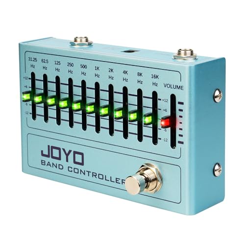 JOYO EQ Pedal 10-Band-Equalizer (31,25 Hz–16 kHz) für E-Gitarre und Bass, einschließlich 4-saitiger/5-saitiger/6-saitiger/7-saitiger Gitarren (R-12)