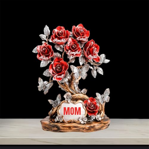 Personalisierte rote Rosen und Schmetterlinge, Schmuck-Stil, Geschenke, jede Rose hält ein Stück Ihres Herzens, individuelles Rosen-Acrylschild, bedeutungsvolles Geschenk mit Kindernamen, Blumen für