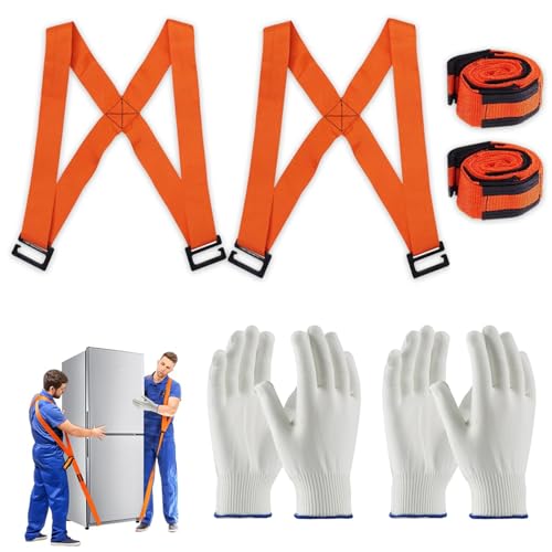 2-Personen-Tragegurt-Set für Umzug - Ergonomischer Transportgurt und Hebegurt, Ideal zum Heben von Möbeln und Haushaltsgeräten, Tragkraft bis zu 370 kg, Länge bis 3,7 m – Inkl. 2 Paar Schutzhandschuhe