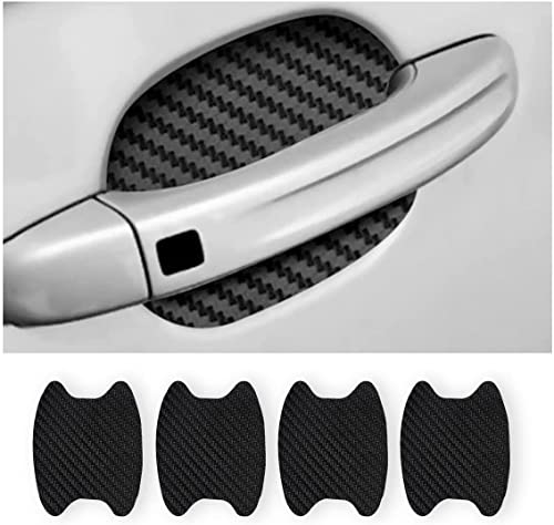 CGEAMDY 4PCS Exterior Car Stickers, Carbon Fiber Protection Film für Autofolie, Kratzfeste Schutzfolie, Universal Fit für die meisten Fahrzeuge (Schwarz)