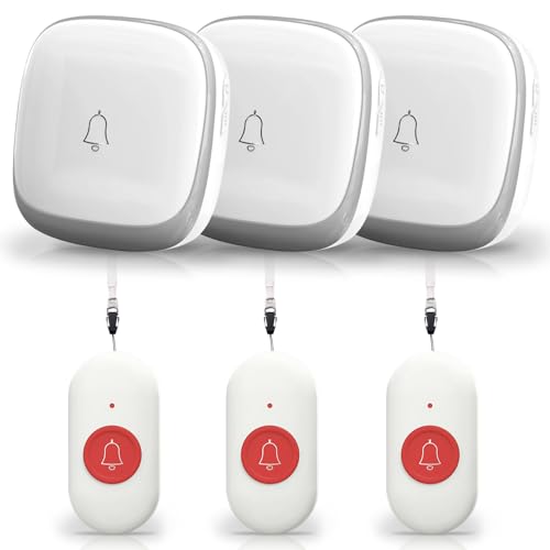 Notrufknopf für Senioren, Senioren Notruf, Emergency Button for Seniors with 3 Transmitters and 3 Receivers