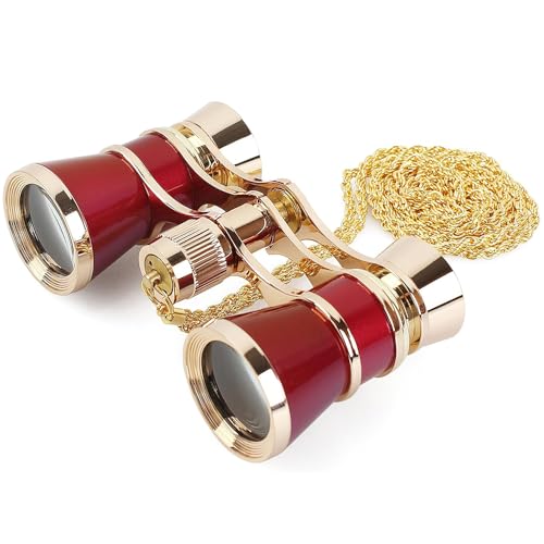 Retro Opernglas Fernglas mit Metallkette, 3-fache Vergrößerung, Brennweite Einstellbare, leicht und tragbar, Mini-Fernglas von Dramen, Musicals, geeignet für Erwachsene und Kinder