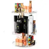 Newaner Make Up Kosmetik Organizer, 360 Drehung Lippenstift-Organizer Kosmetische Aufbewahrungsbox Desktop für Dresser Badezimmer Schlafzimmer, Transparent Kommode aus Kunststoff