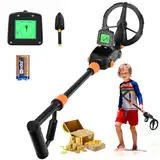 Metalldetektor für Kinder, Verstellbarer Empfindlichkeit Metalldetektor Kinder mit LCD-Display und wasserdichter Suchspule, Leichter Metalldetektor Kinder und Anfänger zur Metallsuche