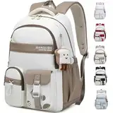 KESUDE Schulrucksack Teenager Mädchen - Rucksack Mädchen Schulranzen Jungen Großer Wasserdicht Schultasche Damen Daypack School Bag Backpack für Schule Ranzen Reise mit Anhänger