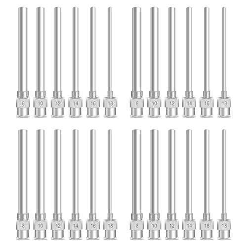 24 Stück Edelstahl Dispensing Needle Tip Stumpfe Spritzennadel zum Nachfüllen von Klebespritzen,kanülen für spritzen,Tip Syringe Needles für Experimente Laborgebrauch,10/12/14/16/18