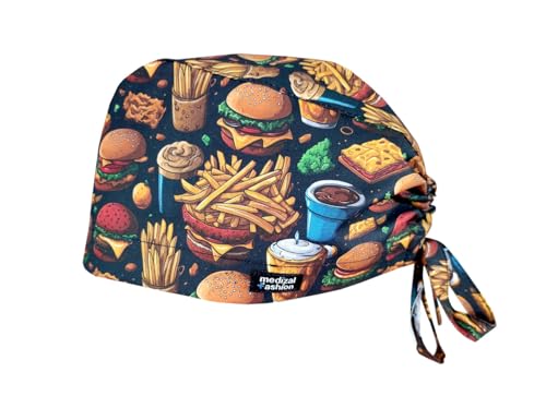 MEDIZAL FASHION - OP Haube mit Schnüren, Arzt Kostüm Zubehör Unisex, Hauben Stoff Wiederverwendbare, Krankenschwester Zubehör Baumwolle, Arzt Haube, Medizinische Kappe - Ich bekam Hunger