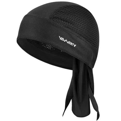 YANIKY Sports Bandana - Atmungsaktiv Kopftuch Herren - Bandana Cap Damen Durag Laufmütze Turban Herren Sommer Fahrradmütze Kopftuch für Radfahren Reisen Laufen Fitness (Schwarz)