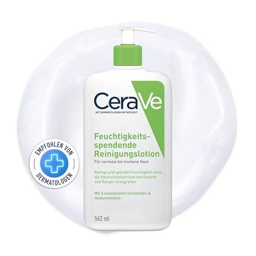 CeraVe Feuchtigkeitsspendende Reinigungslotion für Gesicht und Körper, Normale bis trockene Haut, Mit Hyaluron und 3 essenziellen Ceramiden, 1 x 562 ml