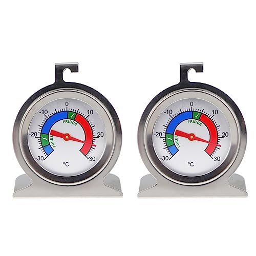 Kühlschrank-/Gefrierschrank-Thermometer, Doppelpack, zur Überwachung von Kühlschrank, Temperatur, Edelstahl, Gefrierschrank und Kühlschranktemperatur, Thermometer