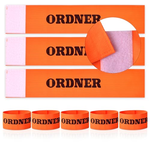 jiawaggag 10 Stück armbinden Klett Ordnerbinden Binde Armband Armbinde neon Ordner armbinden Set Fluoreszierendes Orange Trainingsausrüstung und Spiel Zubehör