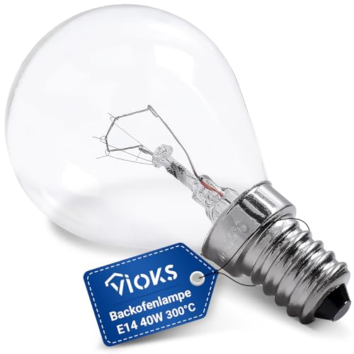 VIOKS E14 Glühbirne 230V 45mmØ 77mm - Backofenlampe 40W 300 Grad E14 für Kühlschrank Bosch Siеmens Neff Backofen Mikrowelle Dunstabzugshaube - Birne E14 & Leuchtmittel E14 für Herd