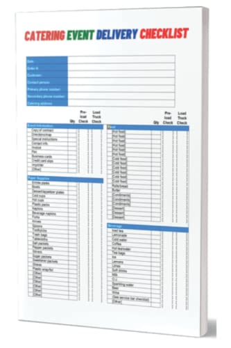 CATERING EVENT DELIVERY CHECKLIST: CATERING CHECKLIST LOG BOOK