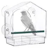 Zeqeey Vogelfutterstation Transparent Fenster Vogelhäuschen für Wildvögel, Finken, Kardinal, Bluebirds, Bird Feeder Vogelfutterhaus Acryl mit Saugnäpfe, 21cmX20cmX10cm