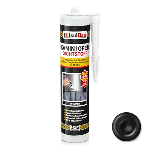 Isolbau Kamin & Ofen Dichtstoff - Feuerbeständige Dichtmasse bis 1500 °C - Für Reparatur & Füllung von Rissen in Kaminen & Öfen - Schwarz, 1 x 300 ml Tube